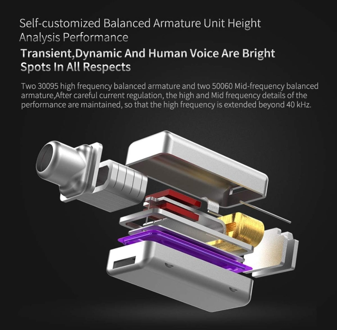 KZ ZS10 Pro, 4BA+1DD 5 Driver In-Ear Monitor, HiFi Wired Earbuds, Hybrid IEM Earphones with Stainless Steel Faceplate, 2 Pin Detachable Cable