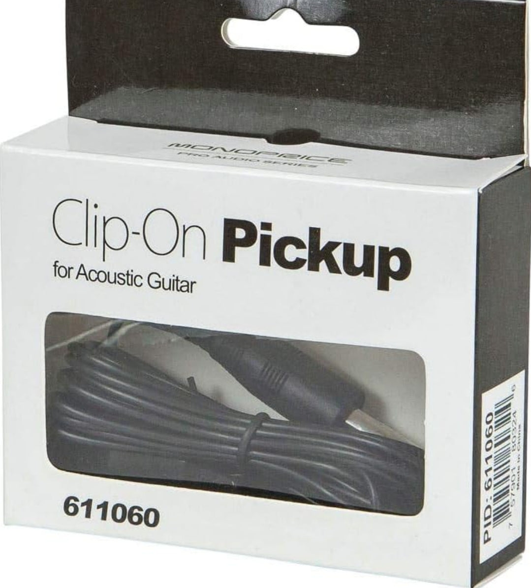 Clip On Pickup - 1/4-Inch Straight Plug, Easy Tuning, 8 Foot Cable, Black