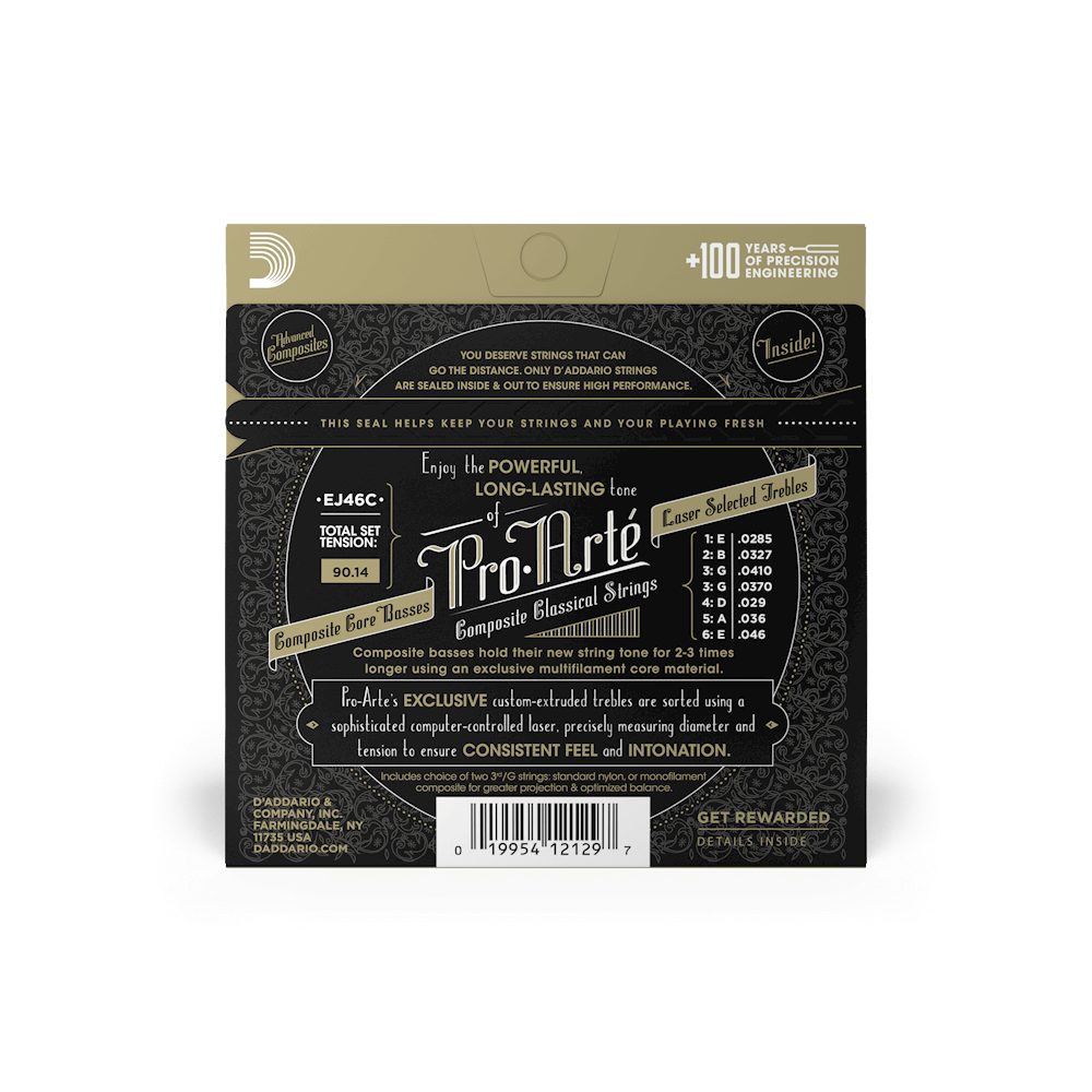 D'Addario Pro-Arté, Hard Tension, Nylon Student Classical Guitar Strings (EJ46C)