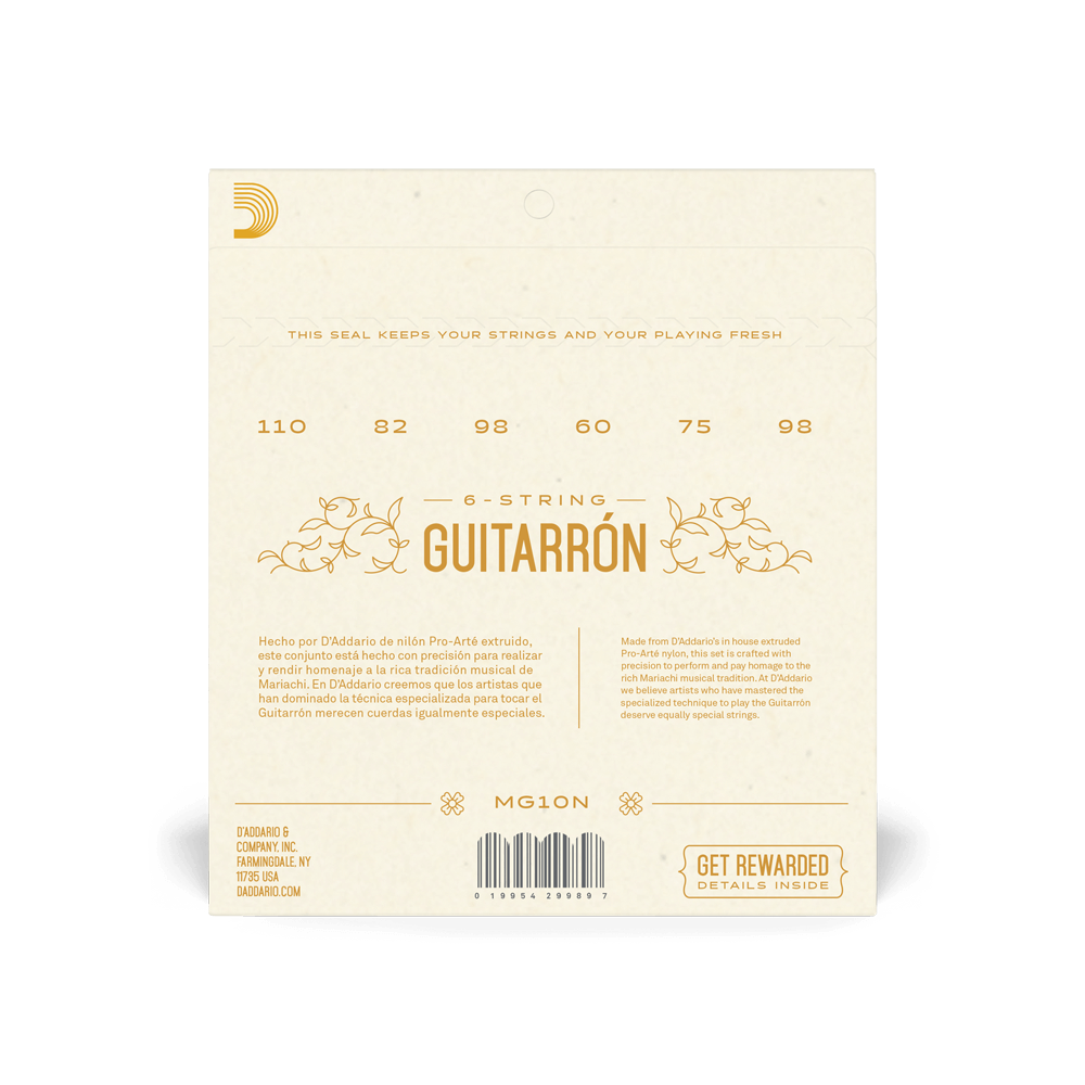 D'Addario Normal Tension GUITARRÓN String Set MG10N
