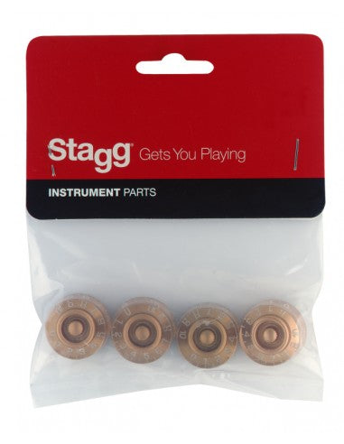 Stagg volume and tone knobs for P type electric guitar, Gold Hat type