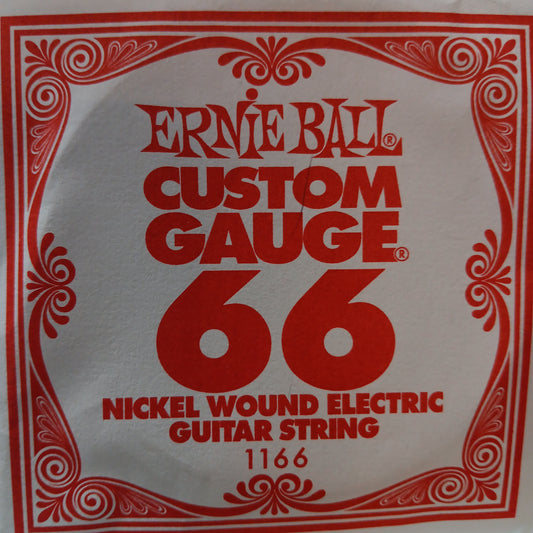 Cuerdas individuales de calibre personalizado Ernie Ball entorchadas en níquel 1166/66
 Indicador