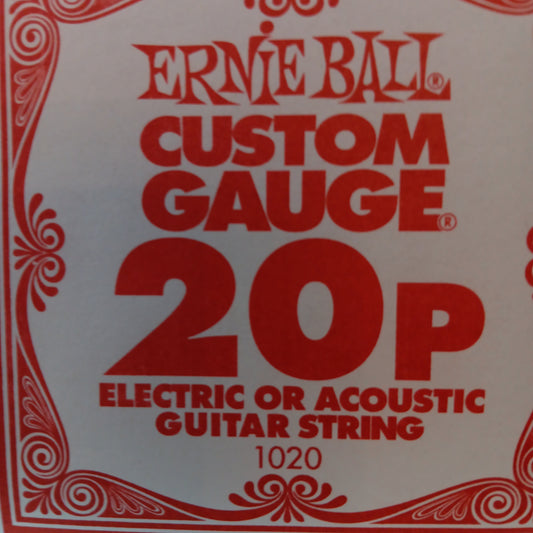 Ernie Ball Custom Gauge Nickel Wound Single Strings 1020/20P Gauge