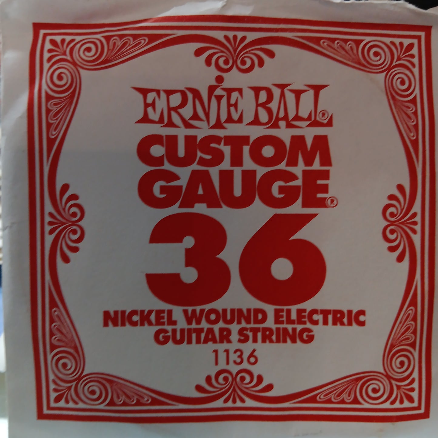 Ernie Ball Custom Gauge Nickel Wound Single Strings 1136/36 Gauge