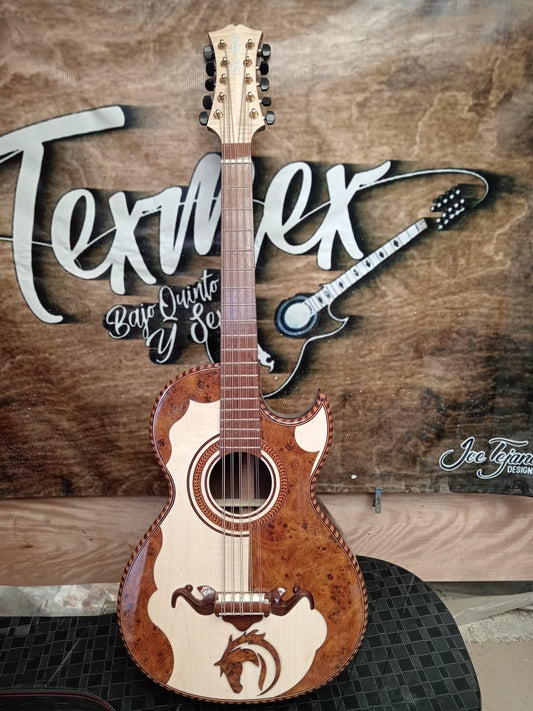 Tex-Mex Bajo Quinto (American walnut back & sides / maple top) - FREE custom case included! Audio clip available!