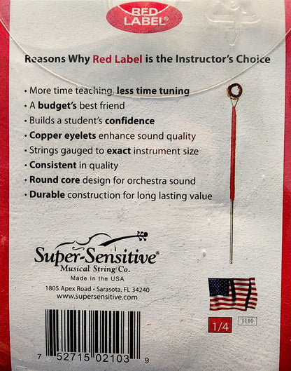Red Label Violin Strings Set; 1/4" size SS2103