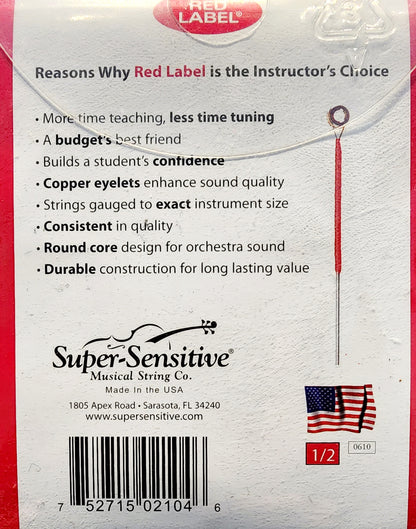 Red Label Violin Strings Set; 1/2" size SS2104