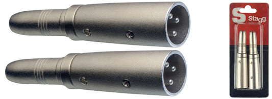 2 x Female stereo jack / symetrical male XLR adaptor in blister packaging