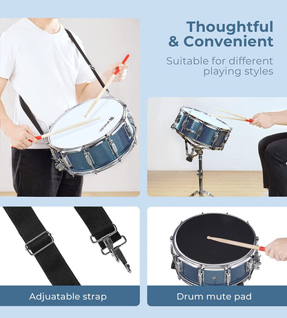 Vangoa 14x5.5 in Snare Drum Complete Kit for students