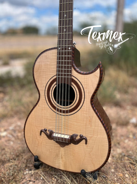 Tex-Mex Bajo Quinto (American walnut back & sides / Flame maple top) - FREE custom case included! Audio clip available!