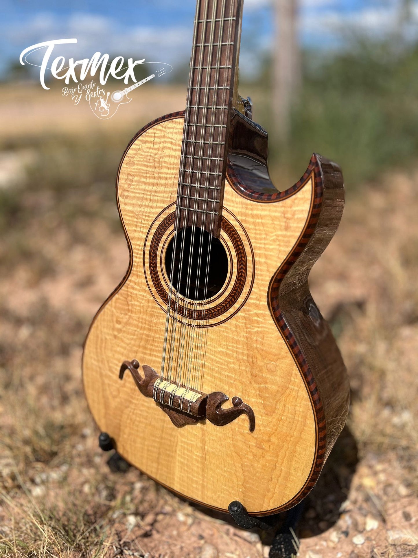 Tex-Mex Bajo Quinto (American walnut back & sides / maple top/neck) - FREE custom case included! Audio clip available!