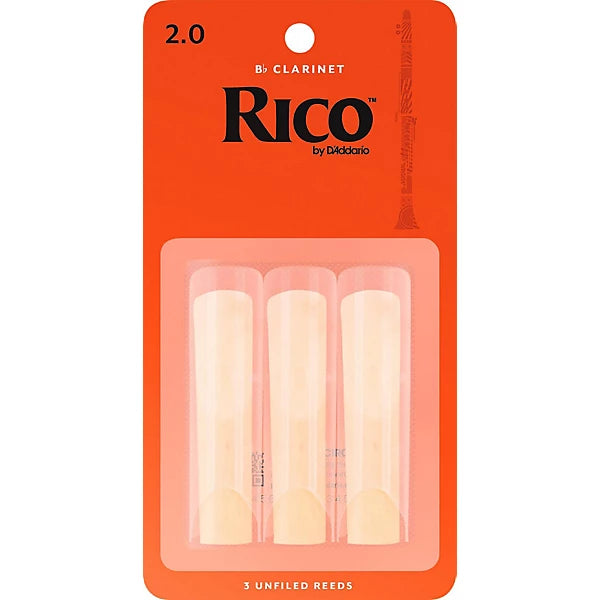 Rico by D'Addario Bb Clarinet Reeds, Strength 2, 3-pack