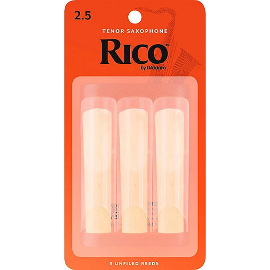 Cañas para saxofón tenor Rico by D'Addario, resistencia 2,5, paquete de 3