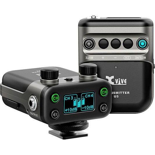 Xvive U5 Dual-Channel Wireless System for Lavalier Microphone and Audio Devices (Black)