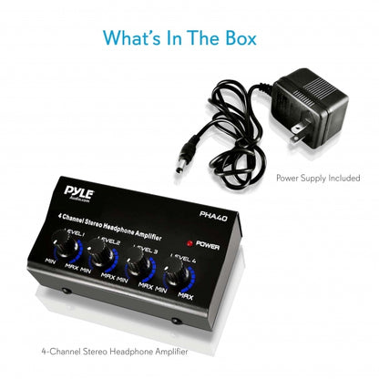 Pyle 4-Channel Portable Stereo Headphone Amplifier