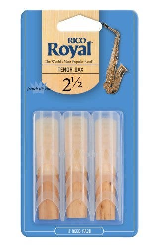 Cañas para saxofón tenor Rico RKB0320 Royal - Resistencia 2,5 (paquete de 3)