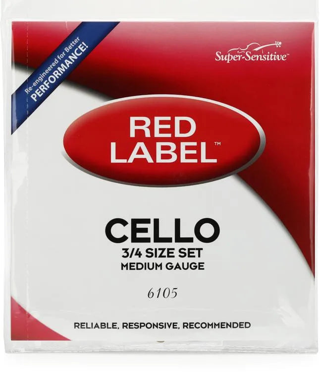 Juego de cuerdas para violonchelo Red Label, calibre medio (3/4) 6105