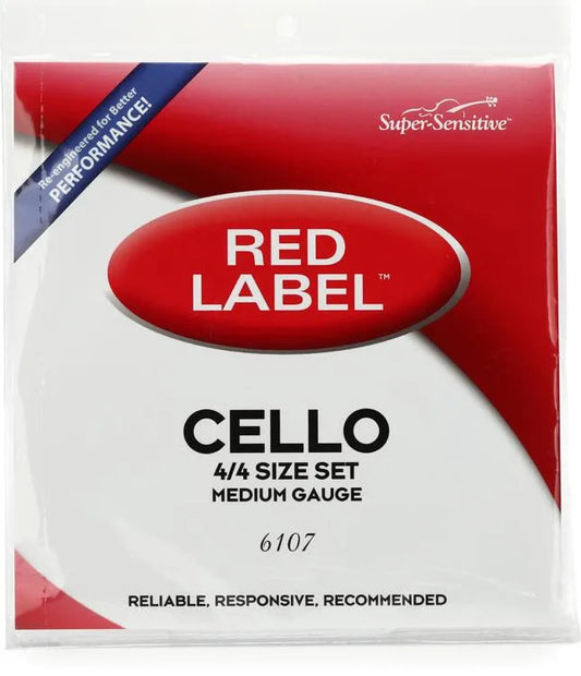 Red Label Cello Strings Set; 4/4 size (medium gauge) 6107
