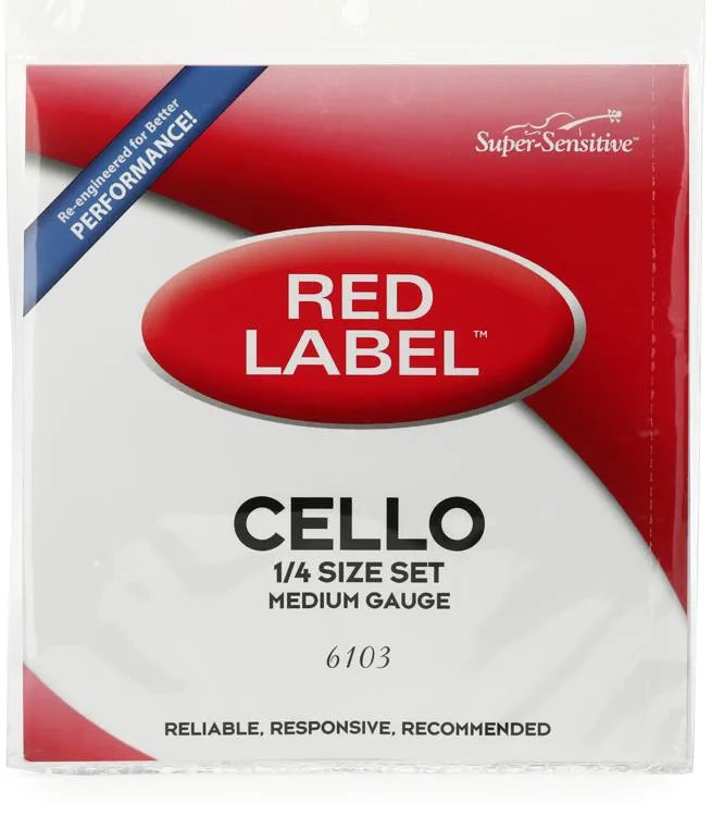 Red Label Cello Strings Set; 1/4 size (medium gauge) 6103