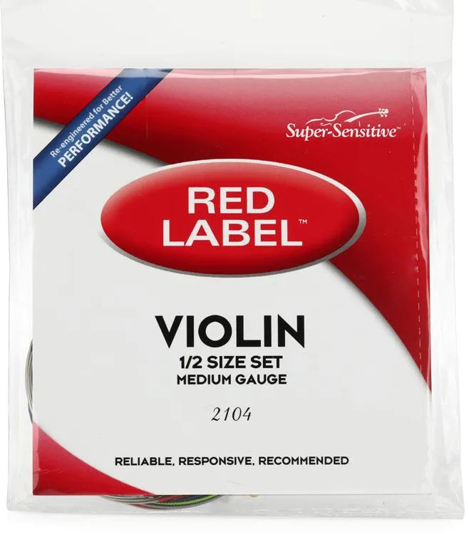Red Label Violin Strings Set; 1/2 size (medium gauge) 2104