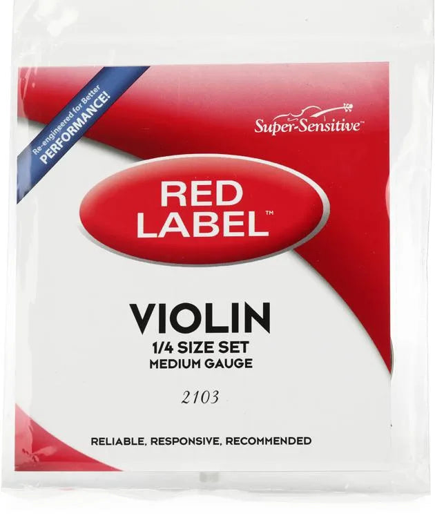 Red Label Violin Strings Set; 1/4 size (medium gauge) 2103