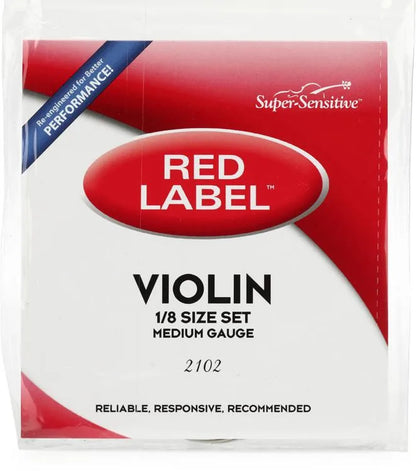 Red Label Violin Strings Set; 1/8 size (medium gauge) 2102