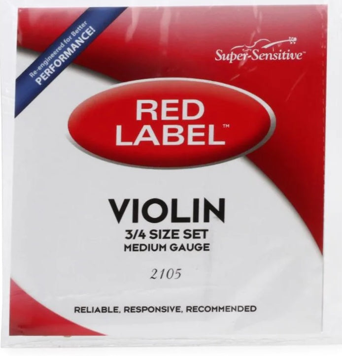 Red Label Violin Strings Set; 3/4 size (medium gauge) 2105