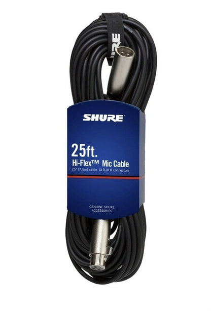 Shure C25J 25-foot Hi-Flex Cable with Chrome XLR Connectors, Black