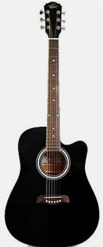 Oscar Schmidt OD45CBPAK-W-U Dread Cutaway Acoustic Guitar Black with Gig Bag Picks Color Box