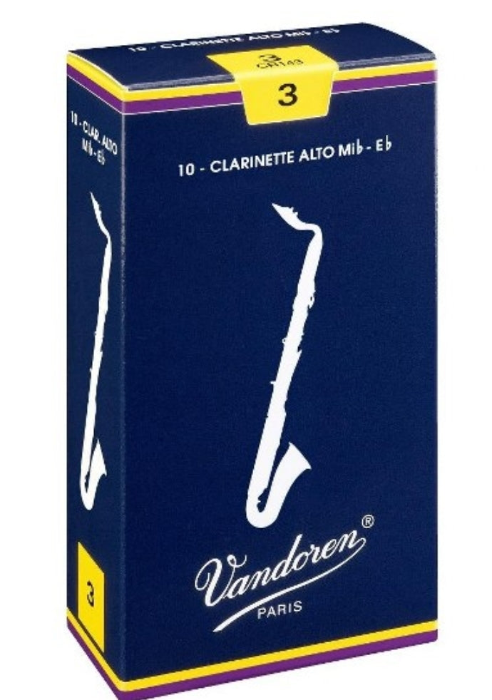 Vandoren Traditional Bb Alto Clarinet Reeds Strength 3; Box of 10