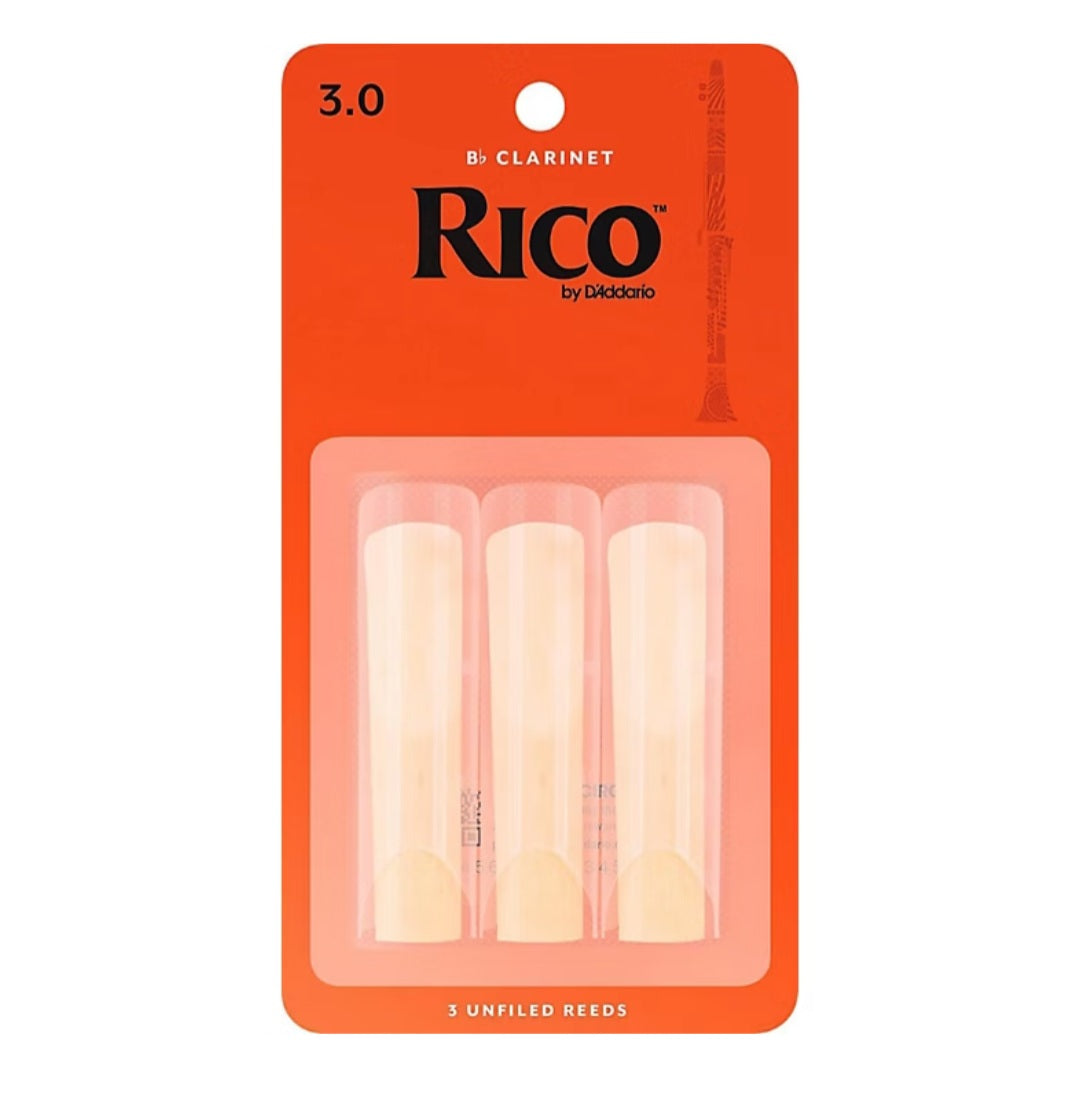 Rico by D'Addario Bb Clarinet Reeds, Strength 3, 3-pack