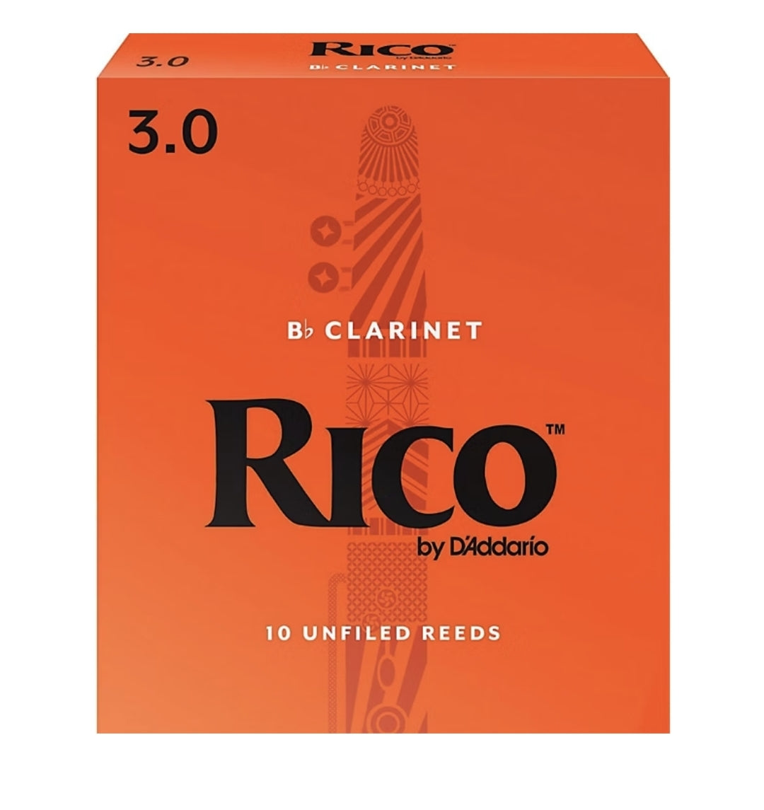 Rico by D'Addario Bb Clarinet Reeds, Strength 3, 10-pack