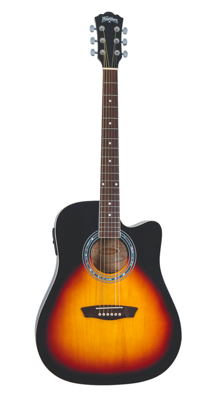 Guitarra electroacústica Washburn WA90CEVSB Dreadnought. Tono Tobacco Burst