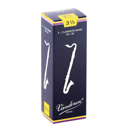 Vandoren Traditional Bass Clarinet Reeds Strength 3.5; Box of 5