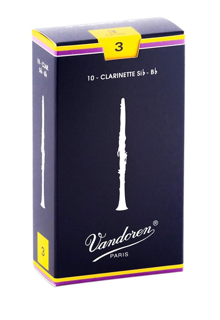 Cañas tradicionales Vandoren para clarinete en si bemol, fuerza 3; caja de 10