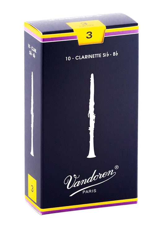 Vandoren Traditional Bb Clarinet Reeds Strength 3; Box of 10