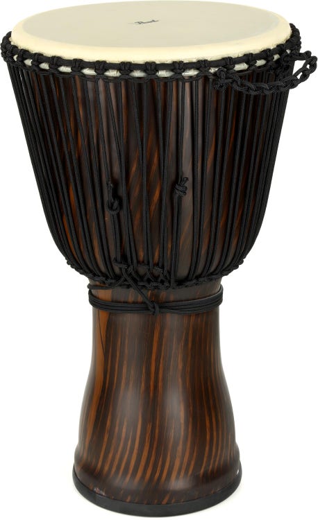 Djembe Pearl de 14 pulgadas afinado con cuerda - Limba de veta recta artesanal