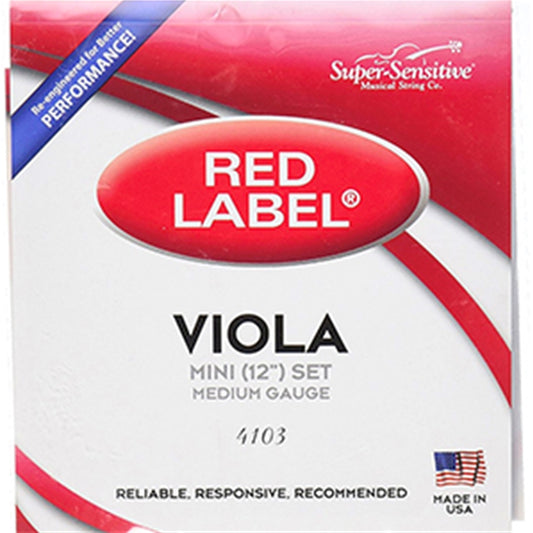 Red Label Viola Strings Set; Mini 12" size (medium gauge) 4103
