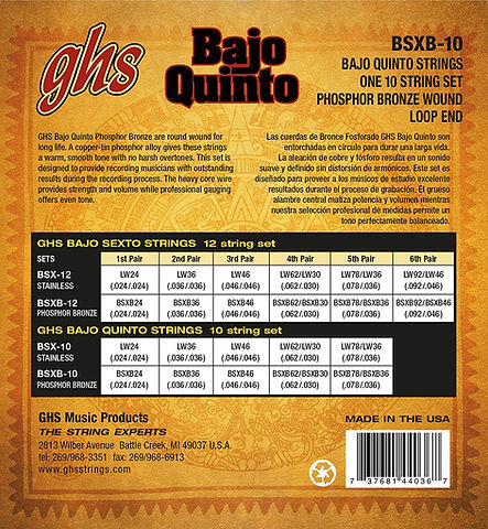 GHS Bajo Quinto 10-Strings Set (Phosphor Bronze) BSXB-10