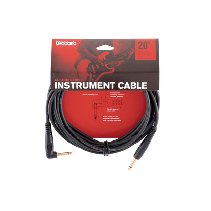 D'Addario CUSTOM SERIES INSTRUMENT CABLE
Straight to Right-Angle, 20ft.