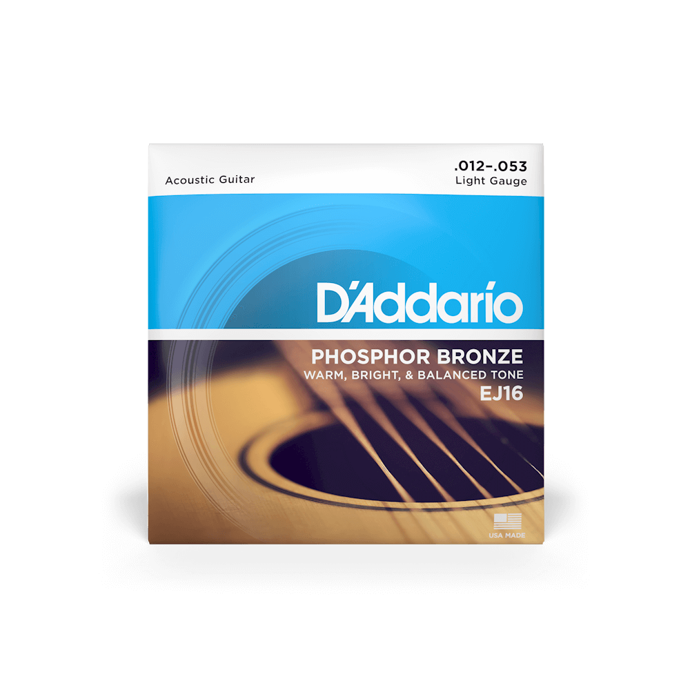 D'Addario 12-53 Light, Phosphor Bronze Acoustic Guitar Strings (EJ16)
