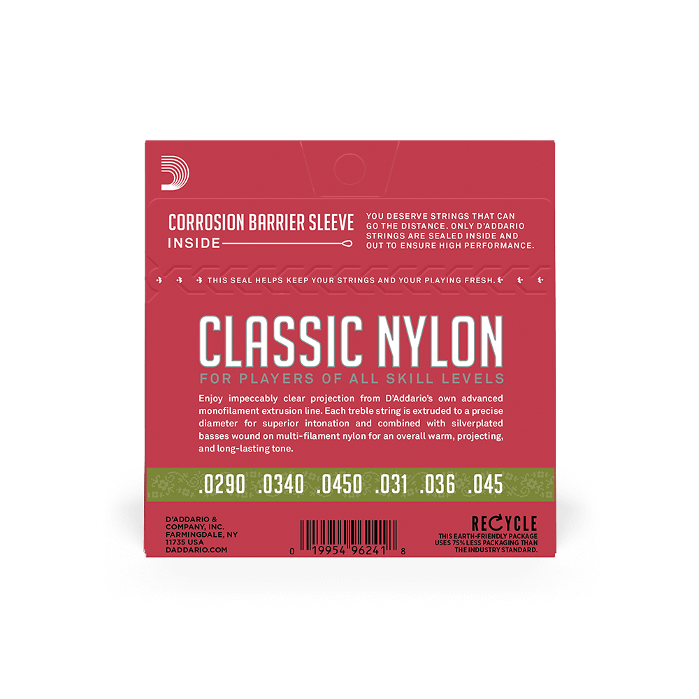 D'Addario Normal Tension 1/2 Size, Classic Nylon Student Classical Guitar Strings EJ27N 1/2