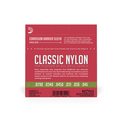 D'Addario Normal Tension 1/2 Size, Classic Nylon Student Classical Guitar Strings EJ27N 1/2