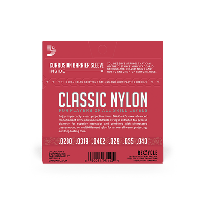 D'Addario Normal Tension, Full size, Classic Nylon Student Classical Guitar Strings EJ27N