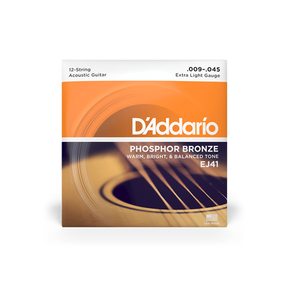 Cuerdas para guitarra acústica D'Addario 09-45 Extra Light de bronce fosforado (EJ41)