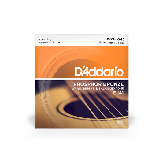 D'Addario 09-45 Extra Light, Phosphor Bronze Acoustic Guitar Strings (EJ41)