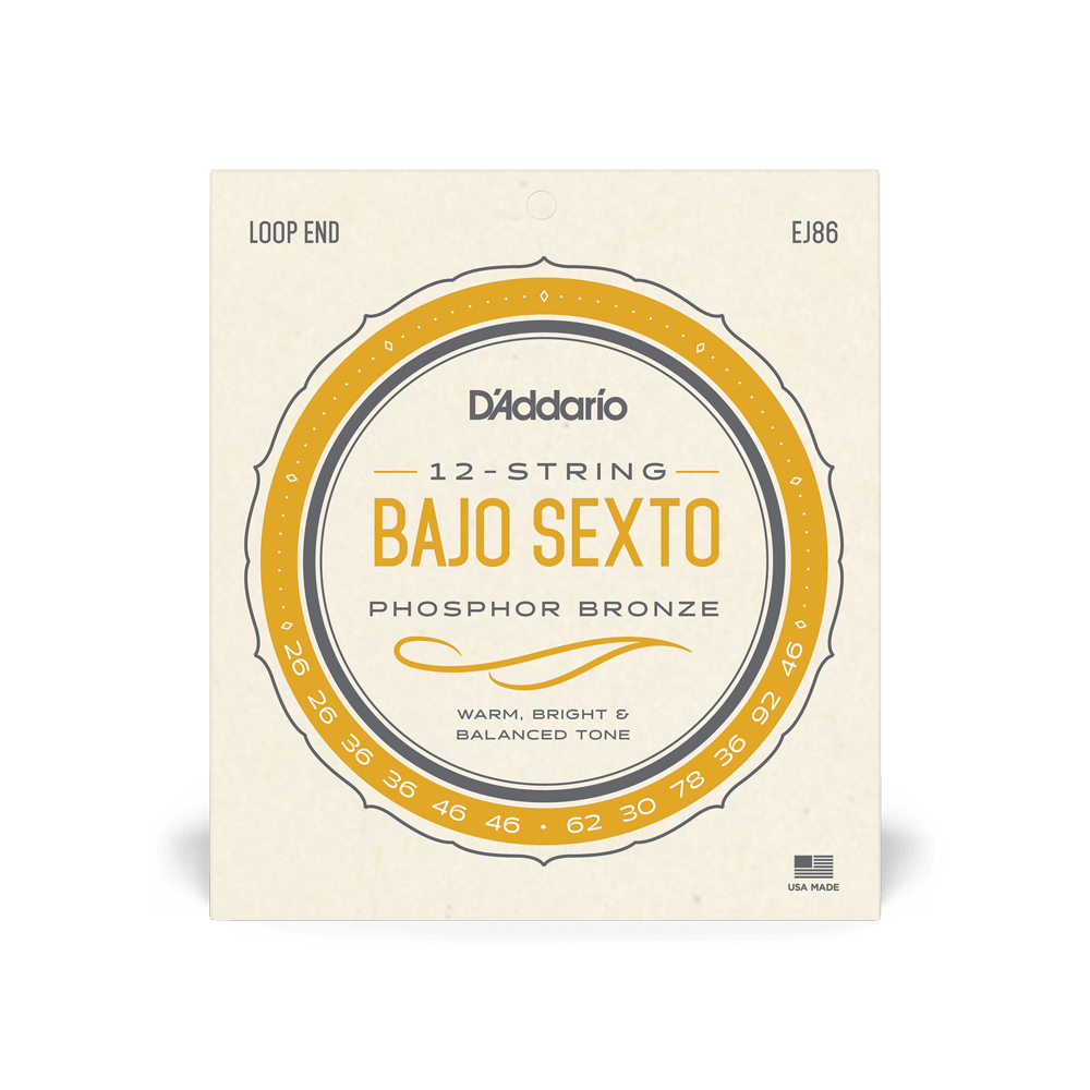 D'Addario (bronce fosforado) Juego de bajo sexto de 12 cuerdas (EJ86)