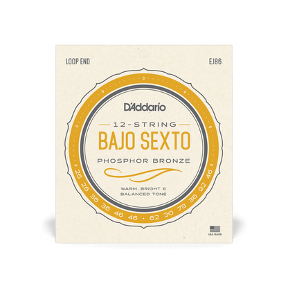 D'Addario (bronce fosforado) Juego de bajo sexto de 12 cuerdas (EJ86)