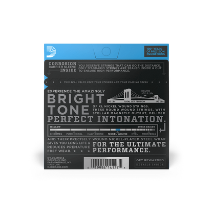 Cuerdas para guitarra eléctrica D'Addario 10-46 entorchadas en níquel XL (EXL110)