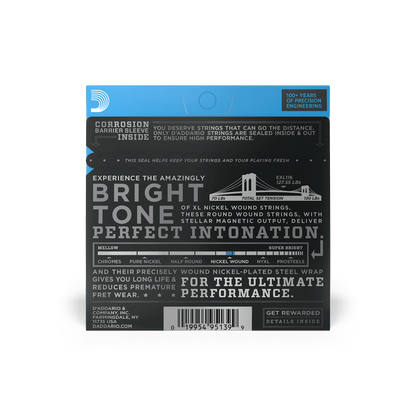 Cuerdas para guitarra eléctrica D'Addario 11-52 Nickel Wound XL de sección media superior y sección pesada inferior (EXL116)